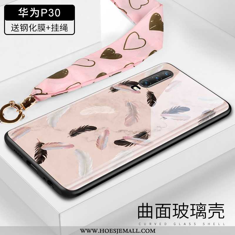 Hoesje Huawei P30 Hanger Scheppend Veer Glas High End Wind Roze