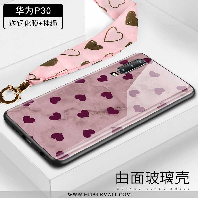 Hoesje Huawei P30 Hanger Scheppend Veer Glas High End Wind Roze