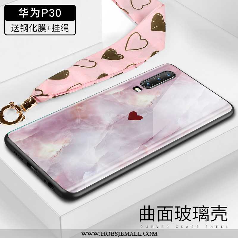 Hoesje Huawei P30 Hanger Scheppend Veer Glas High End Wind Roze