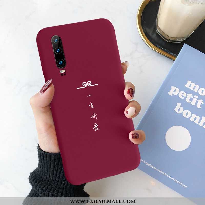 Hoes Huawei P30 Persoonlijk Scheppend Lovers Eenvoudige Rood Bescherming