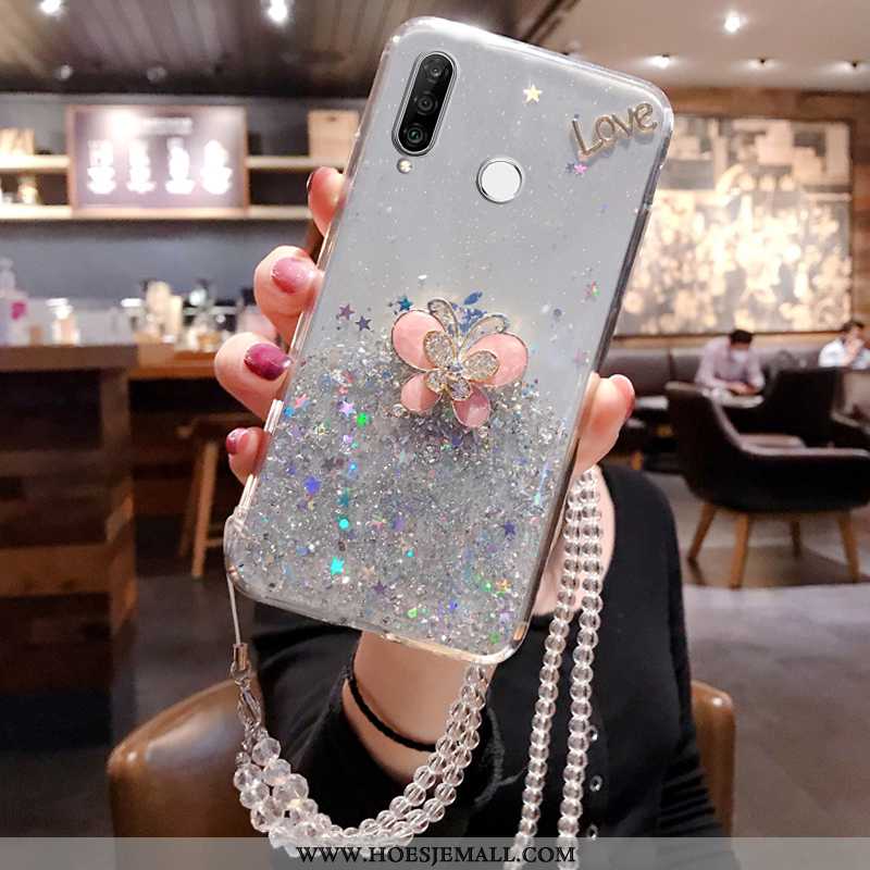 Hoesje Huawei P30 Lite Zacht Siliconen Roze Persoonlijk Mode All Inclusive Mobiele Telefoon Blauwe