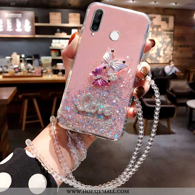 Hoesje Huawei P30 Lite Zacht Siliconen Roze Persoonlijk Mode All Inclusive Mobiele Telefoon Blauwe