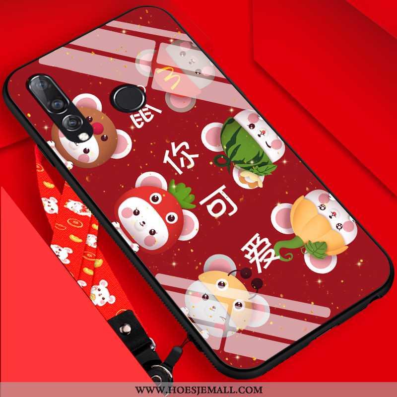 Hoes Huawei P30 Lite Mooie Trend Siliconen Rood Pailletten Anti-fall Jeugd