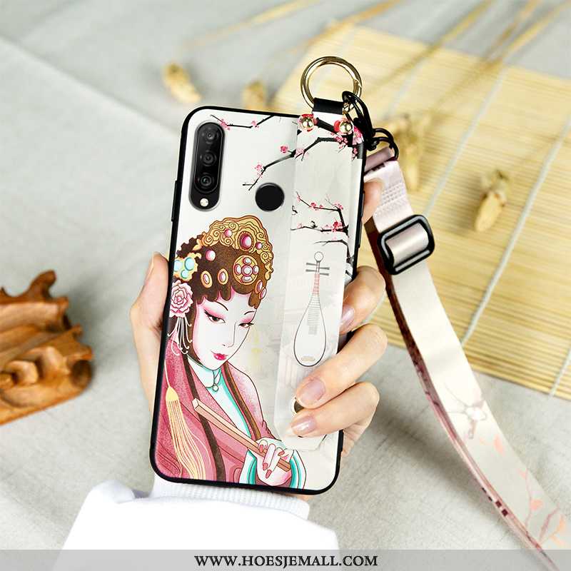 Hoes Huawei P30 Lite Hanger Vintage Anti-fall All Inclusive Hoesje Mobiele Telefoon Zacht Beige