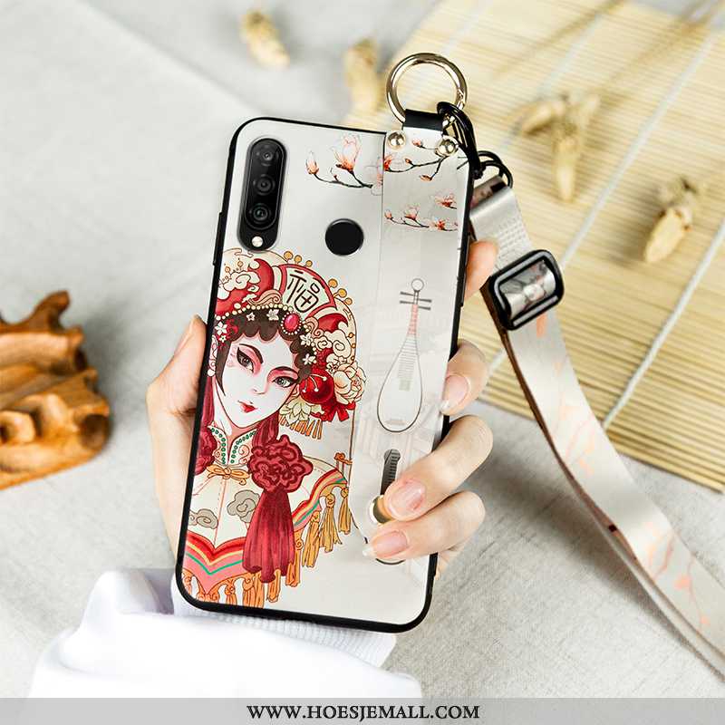 Hoes Huawei P30 Lite Hanger Vintage Anti-fall All Inclusive Hoesje Mobiele Telefoon Zacht Beige