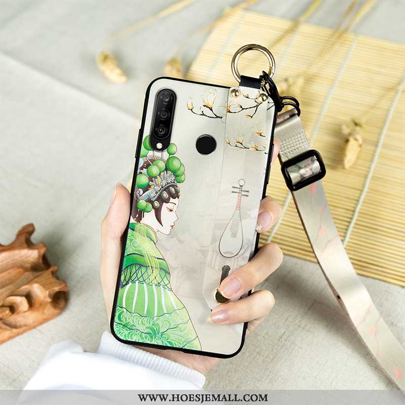 Hoes Huawei P30 Lite Hanger Vintage Anti-fall All Inclusive Hoesje Mobiele Telefoon Zacht Beige