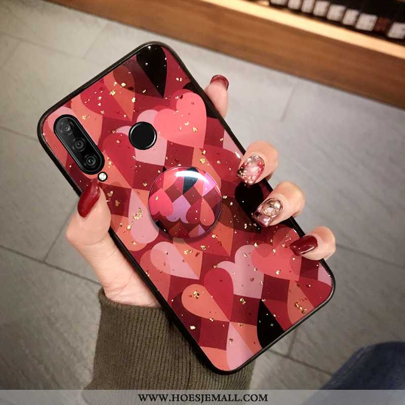 Hoes Huawei P30 Lite Leren Hoesje Patroon Eenvoudige Mobiele Telefoon Bescherming Zacht Bruin