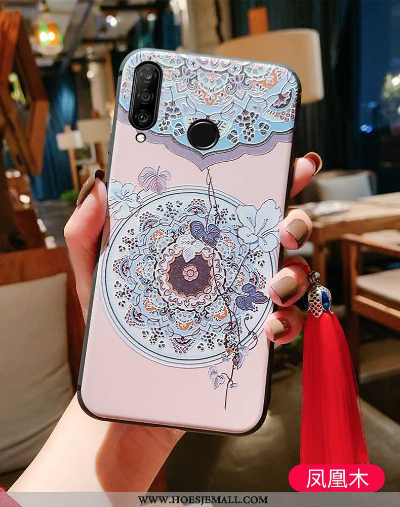 Hoesje Huawei P30 Lite Bescherming Reliëf Blauw Anti-fall All Inclusive Paleis Zacht Blauwe