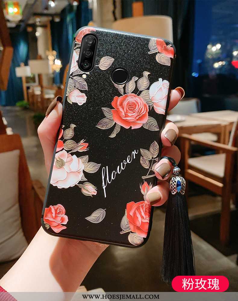 Hoesje Huawei P30 Lite Bescherming Reliëf Blauw Anti-fall All Inclusive Paleis Zacht Blauwe