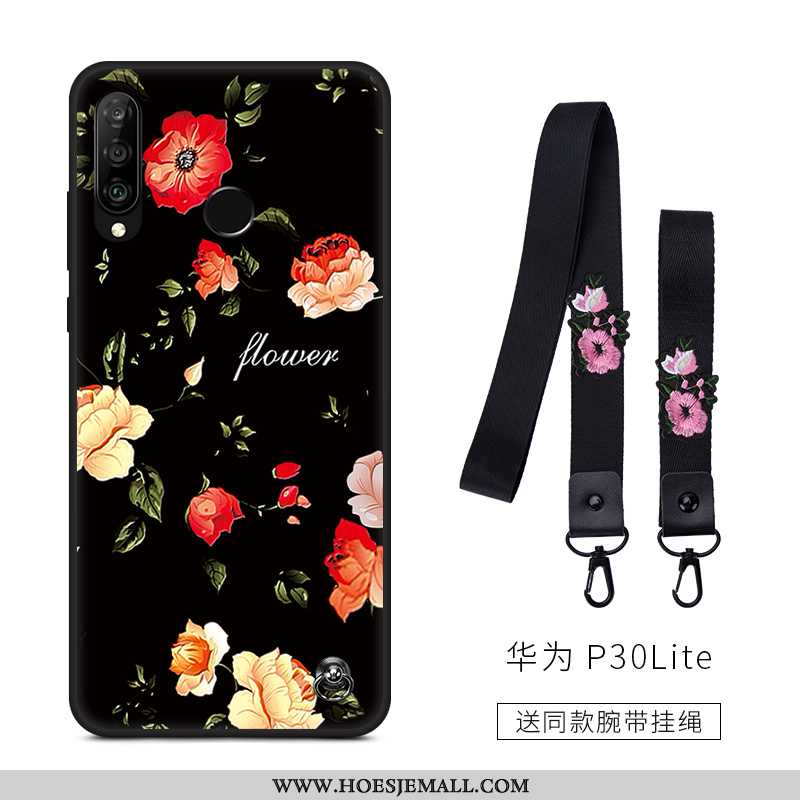 Hoes Huawei P30 Lite Vintage Trend Siliconen Schrobben Zwart Kunst Zwarte