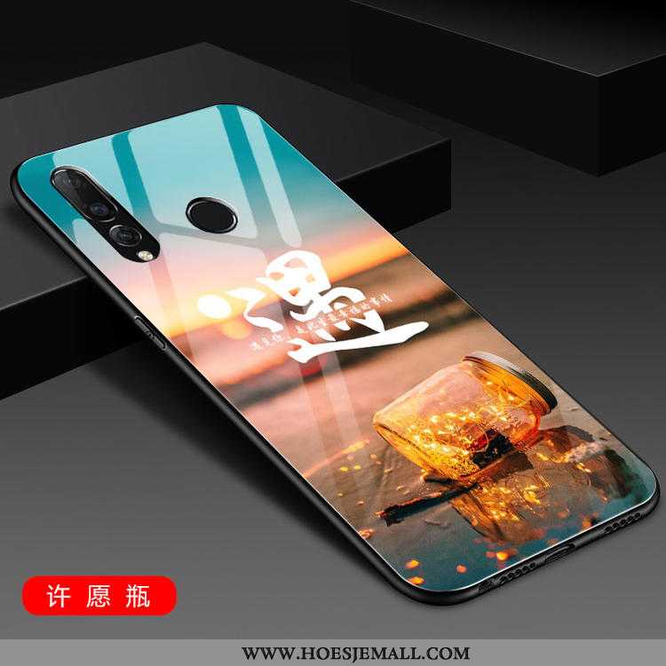 Hoes Huawei P30 Lite Siliconen Glas Trend Mobiele Telefoon Hoesje Roze Anti-fall