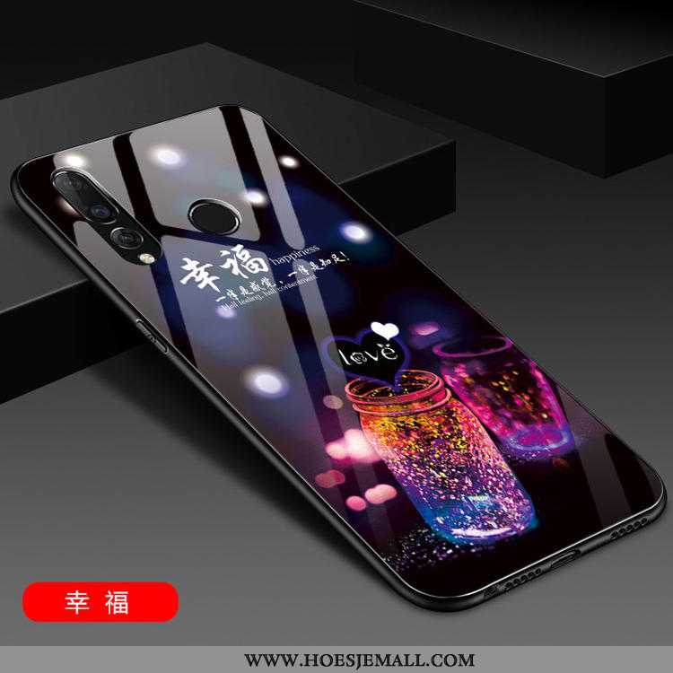 Hoes Huawei P30 Lite Siliconen Glas Trend Mobiele Telefoon Hoesje Roze Anti-fall