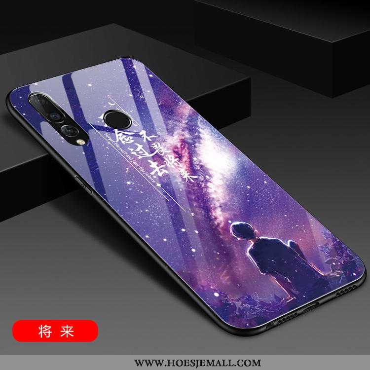 Hoes Huawei P30 Lite Siliconen Glas Trend Mobiele Telefoon Hoesje Roze Anti-fall