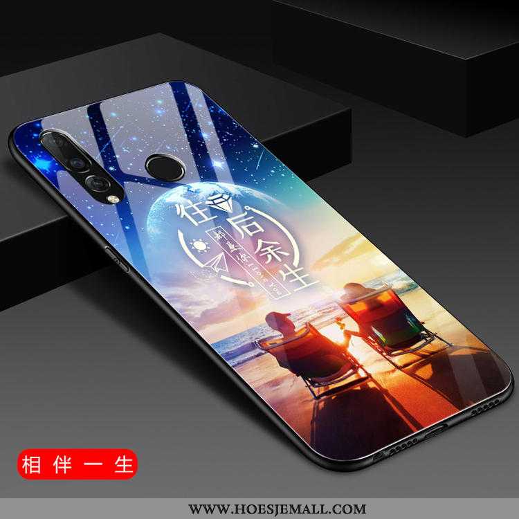 Hoes Huawei P30 Lite Siliconen Glas Trend Mobiele Telefoon Hoesje Roze Anti-fall