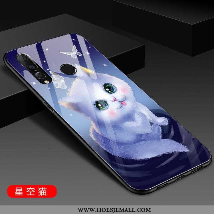 Hoes Huawei P30 Lite Siliconen Glas Trend Mobiele Telefoon Hoesje Roze Anti-fall