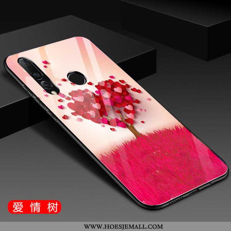 Hoes Huawei P30 Lite Siliconen Glas Trend Mobiele Telefoon Hoesje Roze Anti-fall