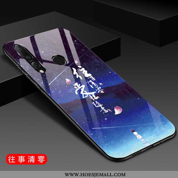 Hoes Huawei P30 Lite Siliconen Glas Trend Mobiele Telefoon Hoesje Roze Anti-fall