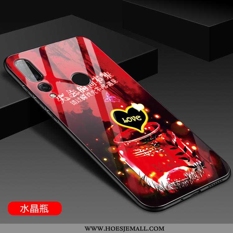 Hoes Huawei P30 Lite Siliconen Glas Trend Mobiele Telefoon Hoesje Roze Anti-fall