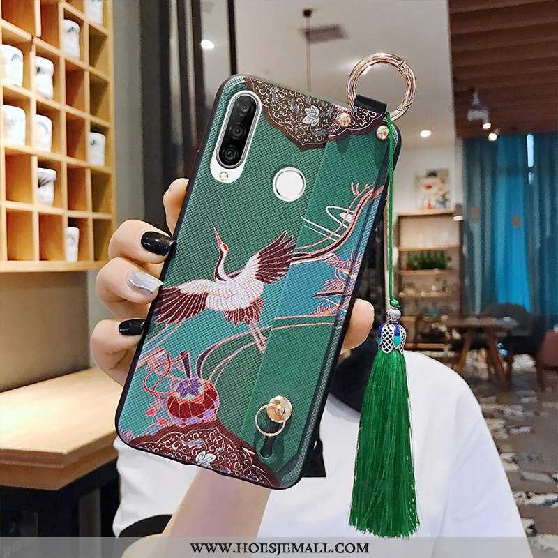 Hoes Huawei P30 Lite Xl Bescherming Hanger Chinese Stijl Trend Net Red Mobiele Telefoon Donkerblauw 