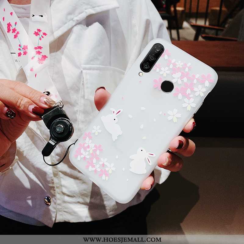Hoes Huawei P30 Lite Xl Zacht Hanger Trend Anti-fall Wit Hoesje Mobiele Telefoon Witte