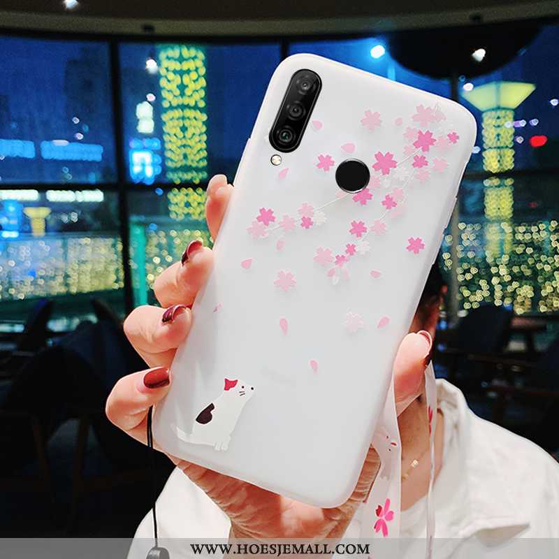 Hoes Huawei P30 Lite Xl Zacht Hanger Trend Anti-fall Wit Hoesje Mobiele Telefoon Witte