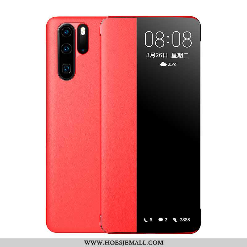 Hoes Huawei P30 Pro Echt Leer Bescherming All Inclusive Leren Hoesje High End Anti-fall Clamshell Do