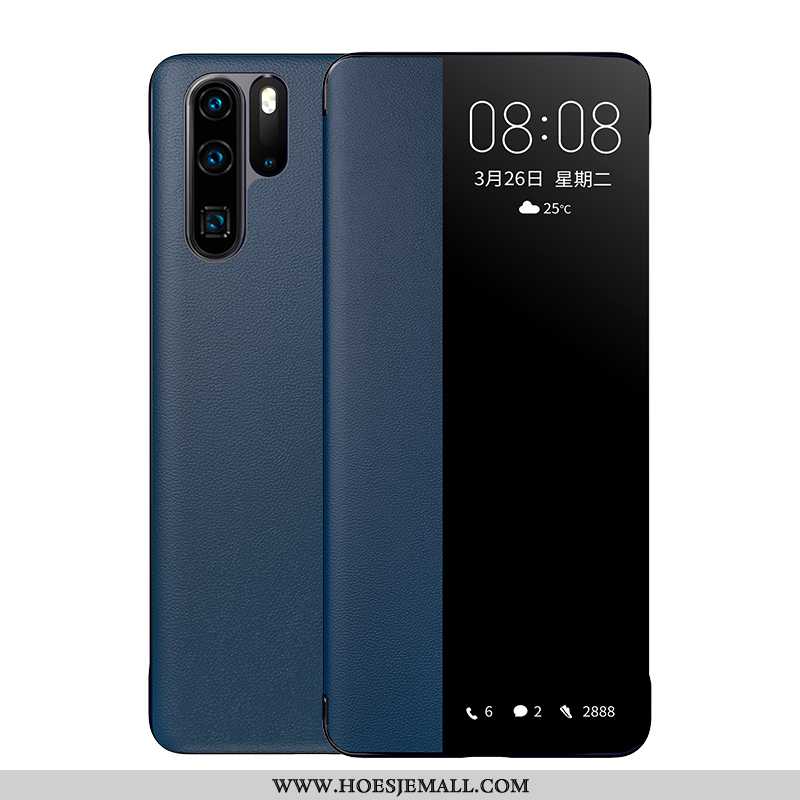 Hoes Huawei P30 Pro Echt Leer Bescherming All Inclusive Leren Hoesje High End Anti-fall Clamshell Do