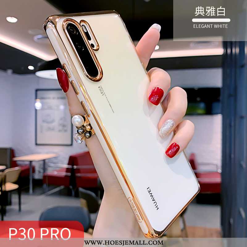 Hoes Huawei P30 Pro Dun Zacht Siliconen Eenvoudige Wit All Inclusive Oranje Witte