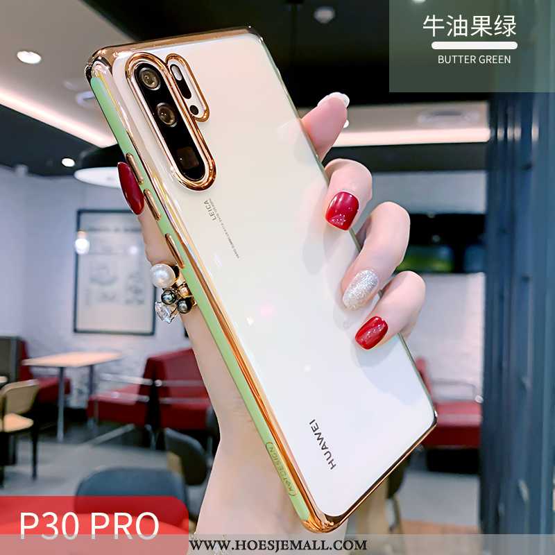 Hoes Huawei P30 Pro Dun Zacht Siliconen Eenvoudige Wit All Inclusive Oranje Witte