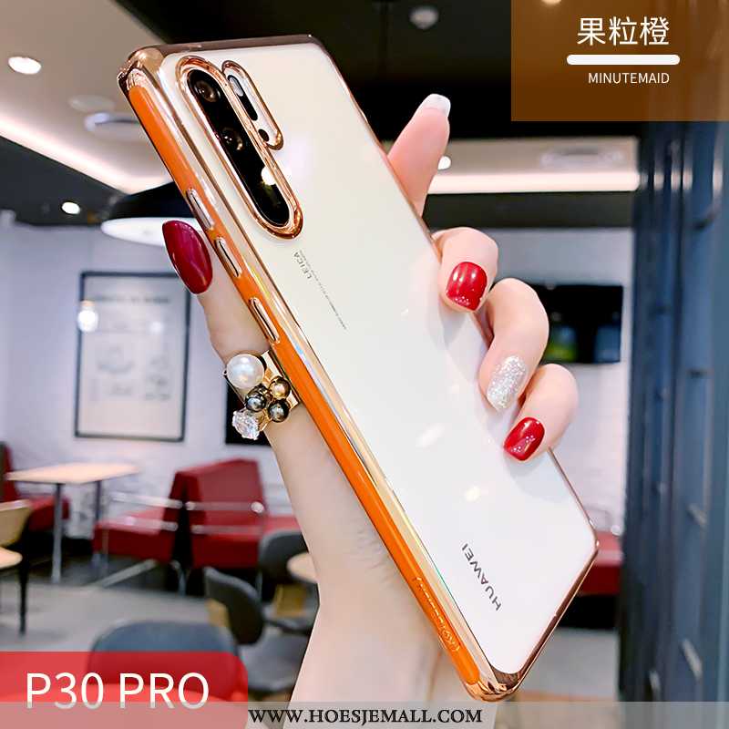 Hoes Huawei P30 Pro Dun Zacht Siliconen Eenvoudige Wit All Inclusive Oranje Witte