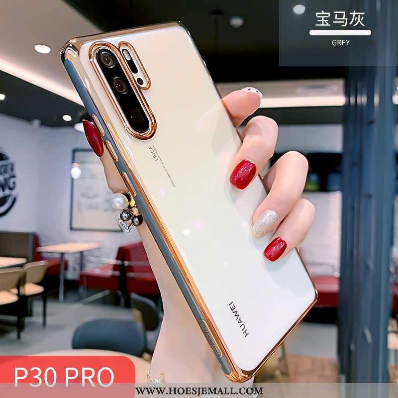 Hoes Huawei P30 Pro Dun Zacht Siliconen Eenvoudige Wit All Inclusive Oranje Witte