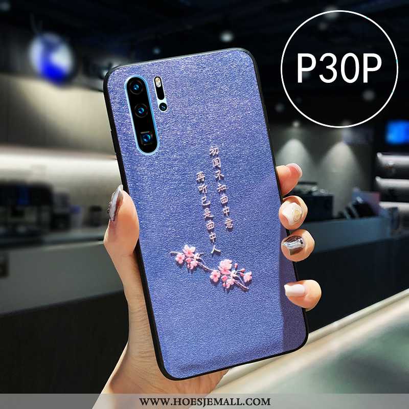 Hoesje Huawei P30 Pro Reliëf Leer Net Red Siliconen Lovers Wit Witte