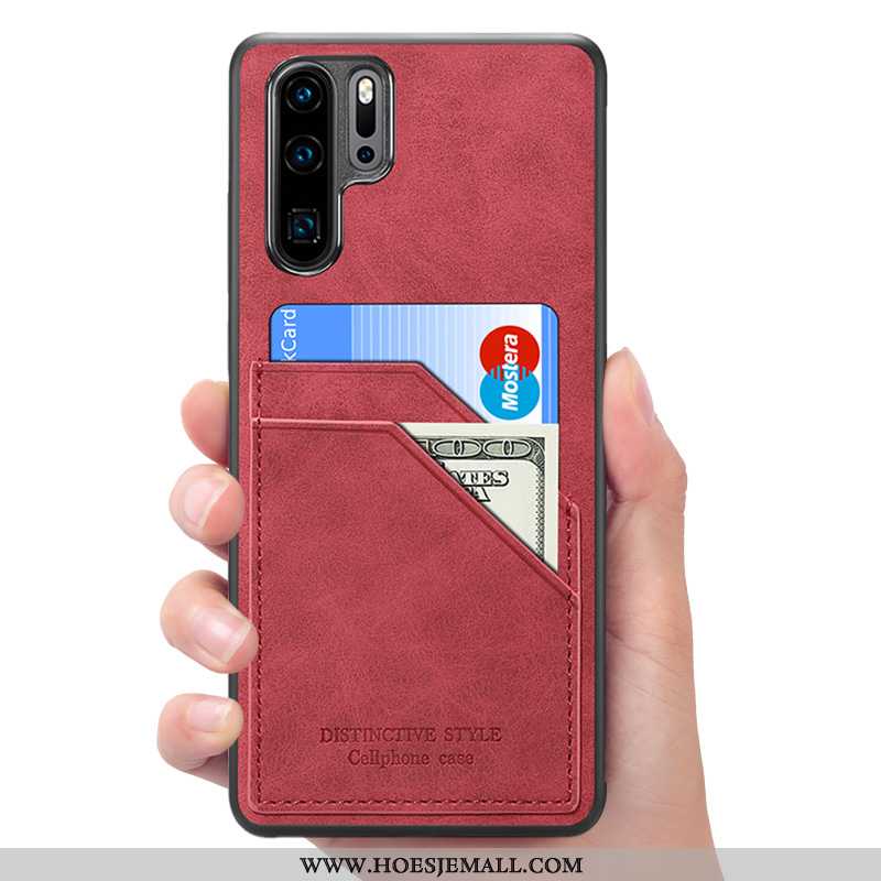 Hoes Huawei P30 Pro Portemonnee Leren Hoesje Rood Mobiele Telefoon