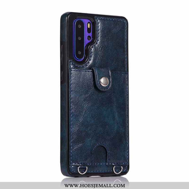 Hoes Huawei P30 Pro Opknoping Nek Zacht Bescherming Wijnrood Leren Hoesje Anti-fall Bordeaux