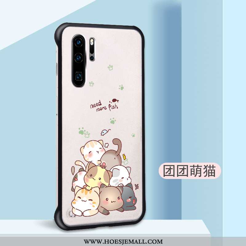 Hoes Huawei P30 Pro Dun Schrobben Spotprent Hard Hoesje Omlijsting Mobiele Telefoon Beige