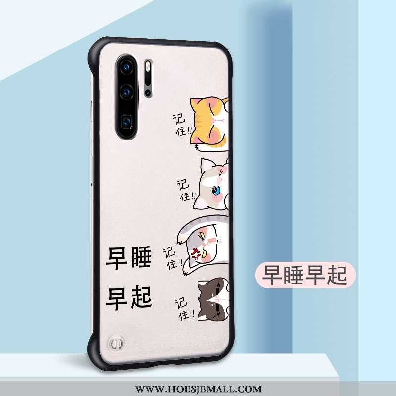 Hoes Huawei P30 Pro Dun Schrobben Spotprent Hard Hoesje Omlijsting Mobiele Telefoon Beige