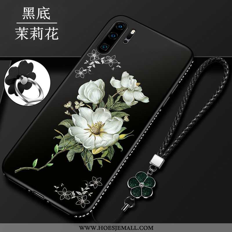 Hoesje Huawei P30 Pro Bescherming Mode Siliconen Anti-fall Mobiele Telefoon Bloemen Rood