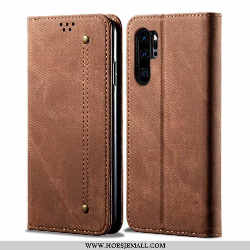 Hoesje Huawei P30 Pro Leren Bescherming Bruin All Inclusive Clamshell Hoes Anti-fall Bruine