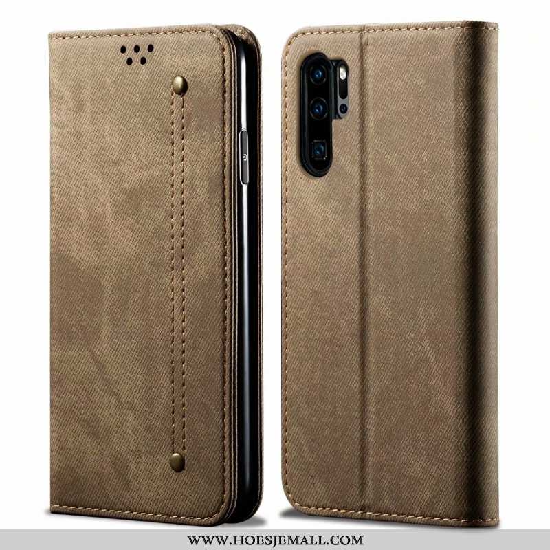 Hoesje Huawei P30 Pro Leren Bescherming Bruin All Inclusive Clamshell Hoes Anti-fall Bruine