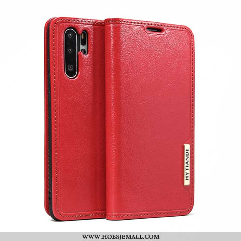 Hoes Huawei P30 Pro Leren Hoesje Echt Leer Zacht All Inclusive High End Siliconen Bruin