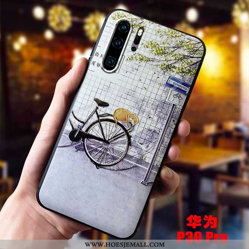 Hoes Huawei P30 Pro Siliconen Bescherming Schrobben Anti-fall Zacht All Inclusive Kunst Purper