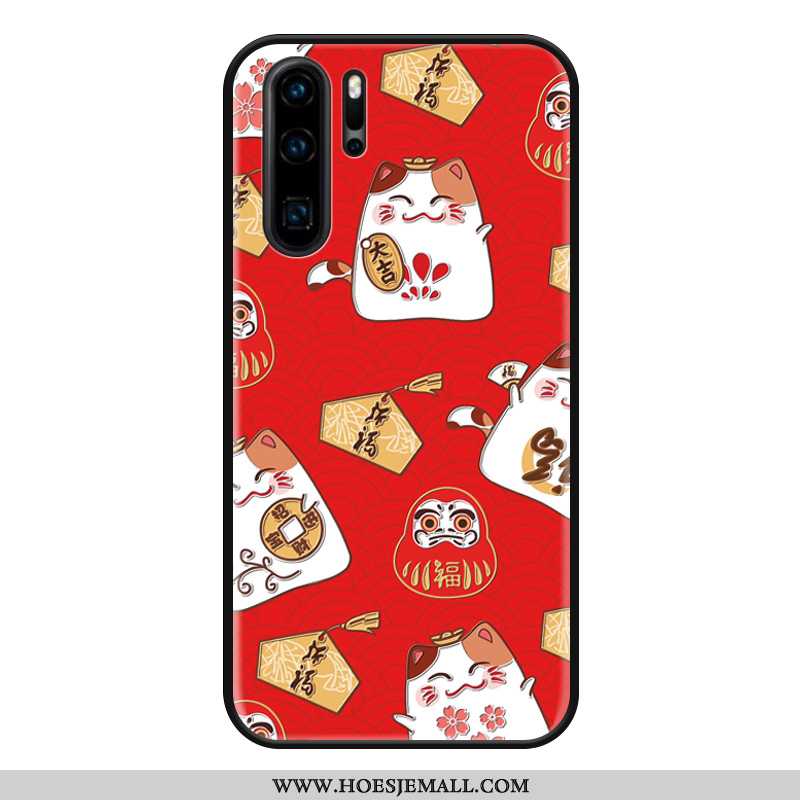 Hoes Huawei P30 Pro Trend Siliconen Lovers Schrobben Mobiele Telefoon All Inclusive Net Red Rood