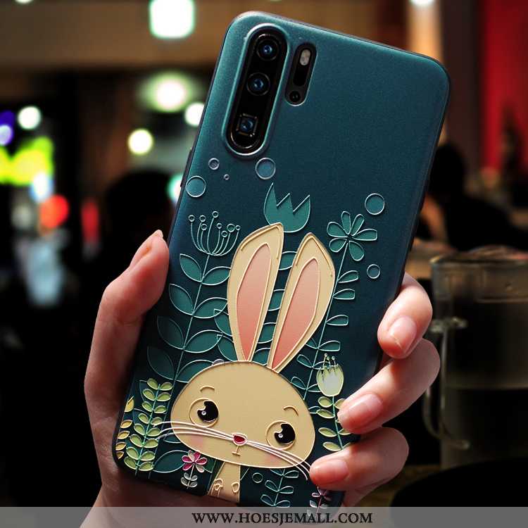 Hoesje Huawei P30 Pro Scheppend Spotprent Dun Trend Hanger Mobiele Telefoon Schrobben Groen