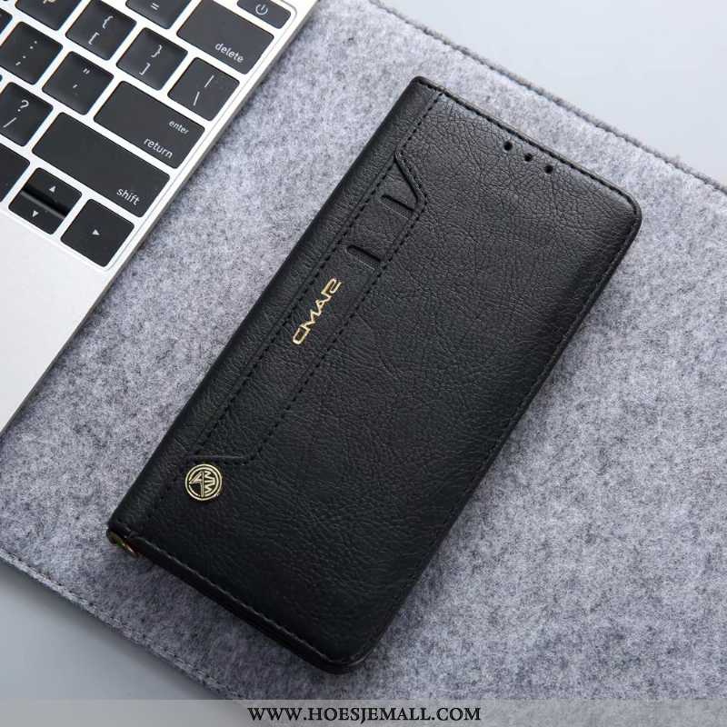 Hoes Huawei P30 Pro Portemonnee Siliconen Mobiele Telefoon Anti-fall Hoesje Folio Donkerblauwe