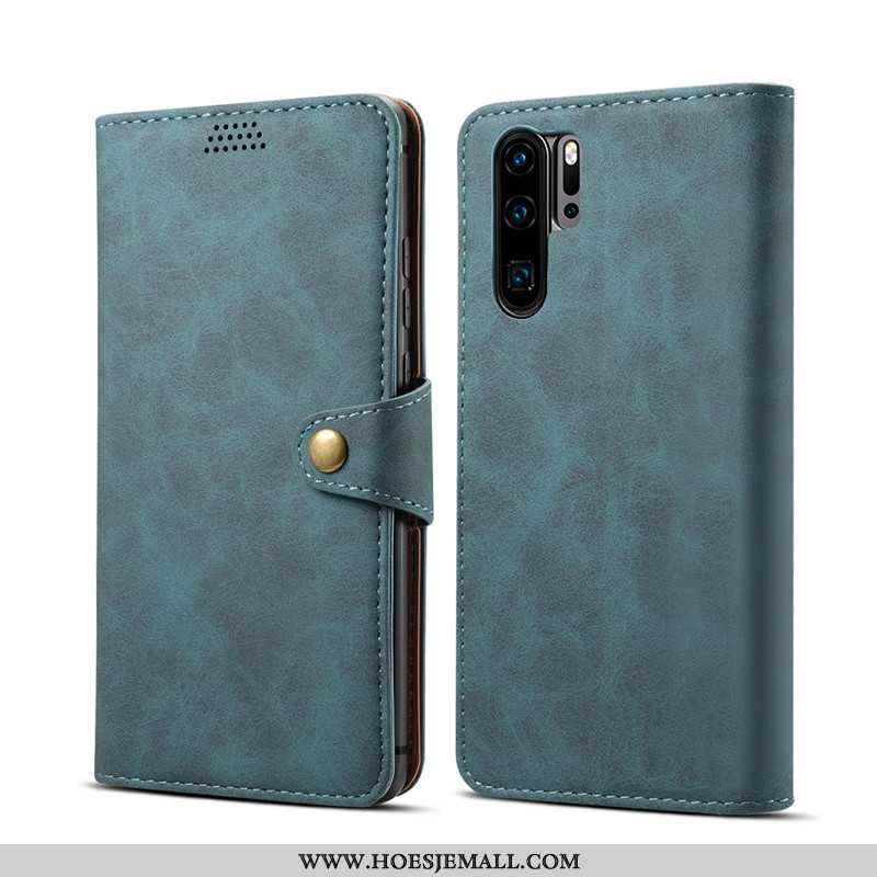 Hoesje Huawei P30 Pro Leren Portemonnee Mobiele Telefoon Folio Kaart Groen