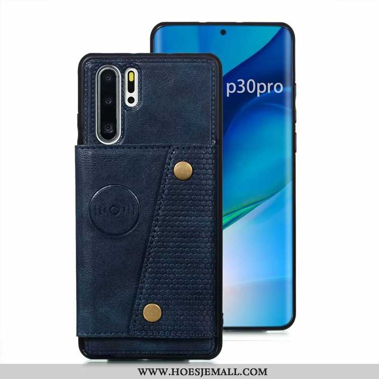 Hoesje Huawei P30 Pro Leren Bescherming Anti-fall Kaart Kaart Tas Grijs