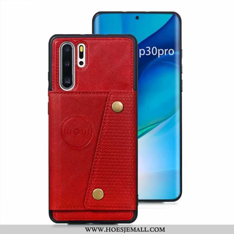 Hoesje Huawei P30 Pro Leren Bescherming Anti-fall Kaart Kaart Tas Grijs