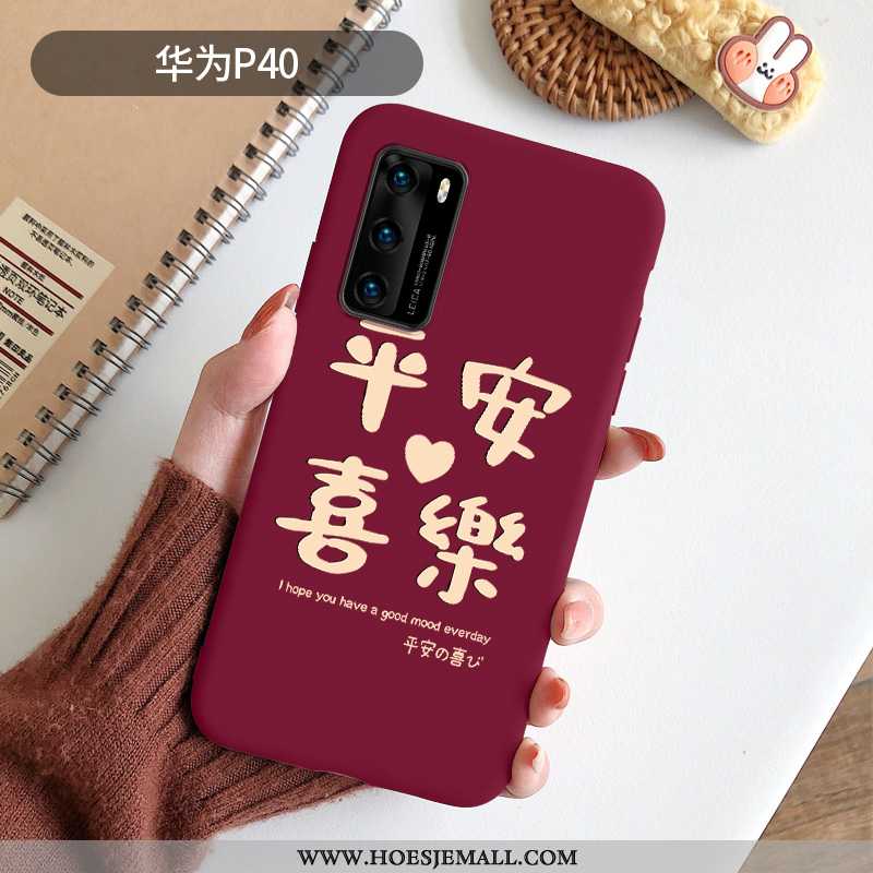 Hoesje Huawei P40 Super Dun Bescherming Persoonlijk Trend Net Red Anti-fall Bordeaux