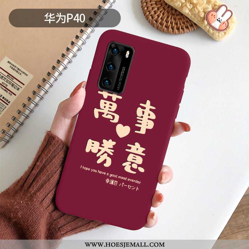 Hoesje Huawei P40 Super Dun Bescherming Persoonlijk Trend Net Red Anti-fall Bordeaux