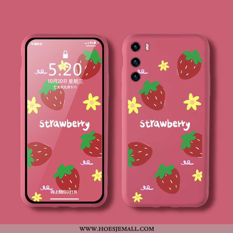 Hoesje Huawei P40 Mode Scheppend Rood Trend Anti-fall All Inclusive Siliconen